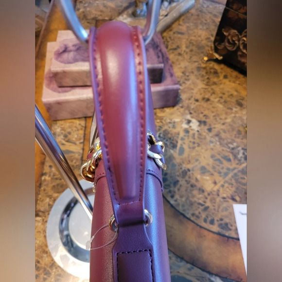 Badgley Mischka Burgundy Studded Handbag. NWT - Picture 5 of 10